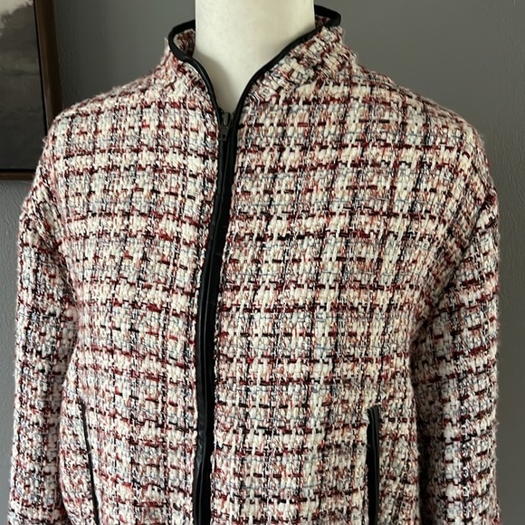 Apparis  Dolly Bomber Coastal Tweed with Vegan Leather Trim - Picture 3 of 14